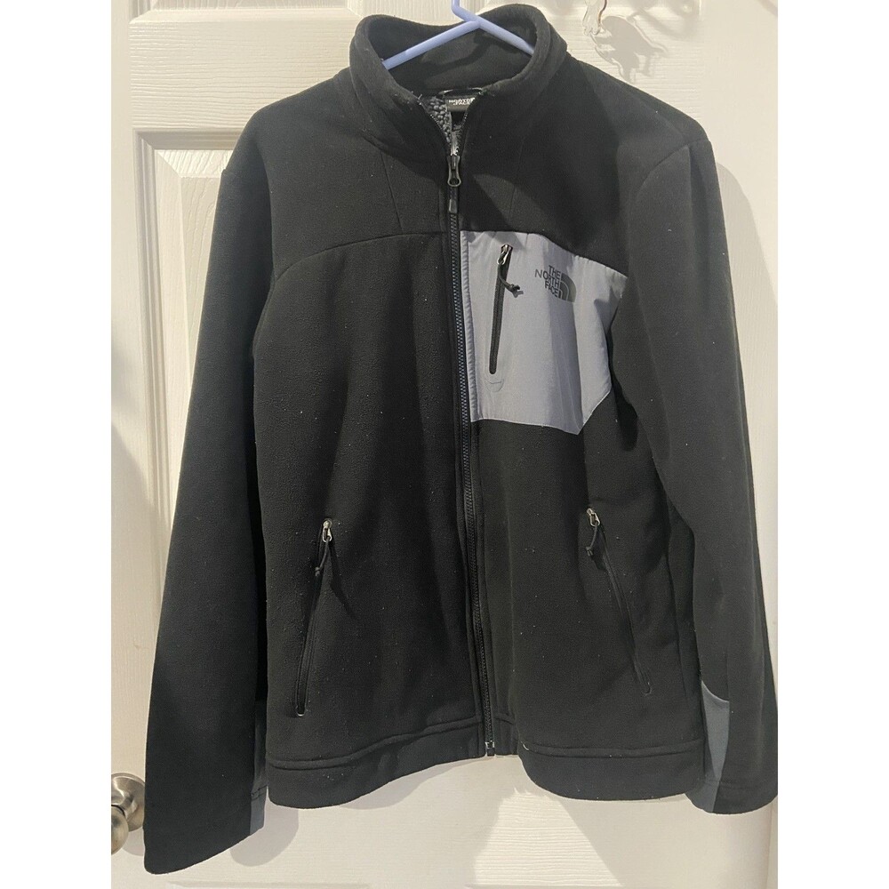 North Face Mens Fleece Jacket small F14 Fleece Lined Black Gray